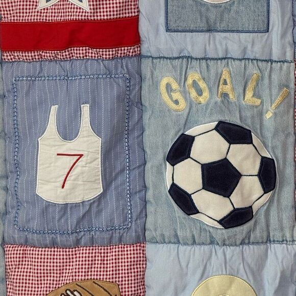 Lambs & Ivy Vintage Sports Theme Embroidered Baby Comforter Tapestry 33” x 40” - Picture 5 of 13